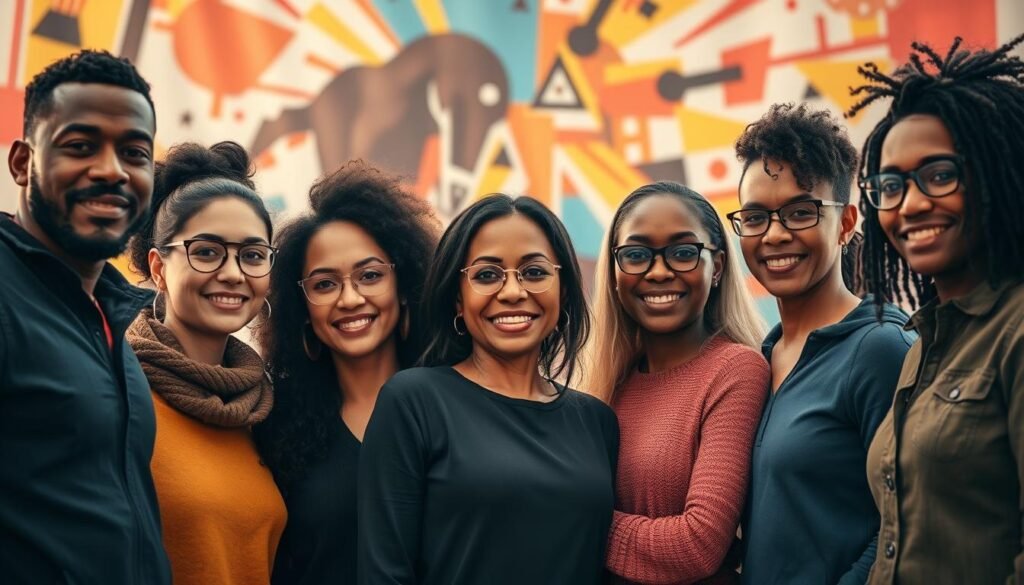 A diverse team stands together, their faces reflecting a mix of determination and resilience. In the foreground, team members support one another, their body language conveying a sense of unity and collaboration. The middle ground features a dynamic, colorful backdrop, suggesting the challenges they have overcome. Warm, natural lighting illuminates the scene, creating a sense of optimism and growth. The overall composition conveys the strength and adaptability of a resilient team, ready to navigate the complexities of the workplace. A diverse team stands together, their faces reflecting a mix of determination and resilience. In the foreground, team members support one another, their body language conveying a sense of unity and collaboration. The middle ground features a dynamic, colorful backdrop, suggesting the challenges they have overcome. Warm, natural lighting illuminates the scene, creating a sense of optimism and growth. The overall composition conveys the strength and adaptability of a resilient team, ready to navigate the complexities of the workplace.