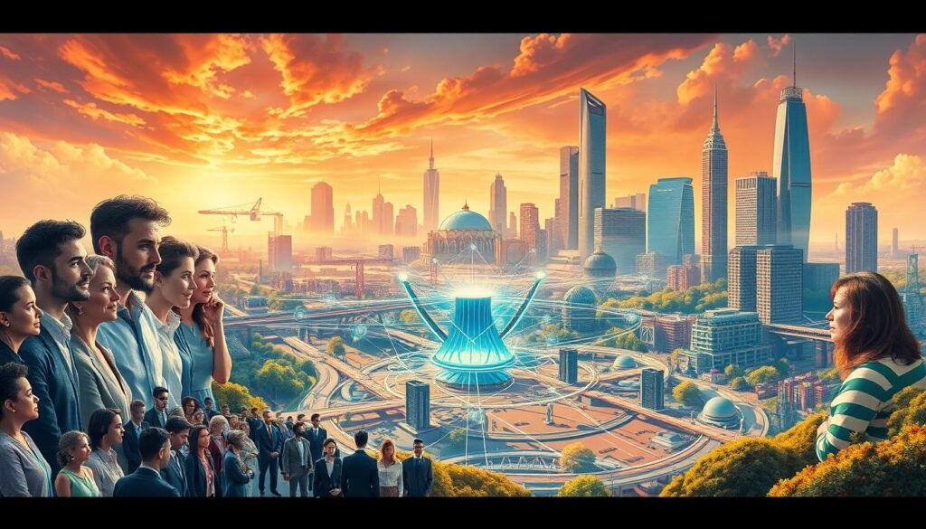 A vibrant and resilient organizational ecosystem, captured in a striking digital painting. In the foreground, a diverse team of employees collaborating seamlessly, their expressions radiating determination and unity. The middle ground showcases an intricate web of interconnected systems, symbolizing the adaptive processes that enable the organization to thrive in the face of challenges. The background features a bold, dynamic landscape, with towering skyscrapers, agile infrastructure, and a sense of forward momentum. Warm, natural lighting illuminates the scene, conveying a sense of optimism and resilience. The overall composition exudes a harmonious balance between individual and collective effort, creating a powerful visual representation of organizational resilience. A vibrant and resilient organizational ecosystem, captured in a striking digital painting. In the foreground, a diverse team of employees collaborating seamlessly, their expressions radiating determination and unity. The middle ground showcases an intricate web of interconnected systems, symbolizing the adaptive processes that enable the organization to thrive in the face of challenges. The background features a bold, dynamic landscape, with towering skyscrapers, agile infrastructure, and a sense of forward momentum. Warm, natural lighting illuminates the scene, conveying a sense of optimism and resilience. The overall composition exudes a harmonious balance between individual and collective effort, creating a powerful visual representation of organizational resilience.